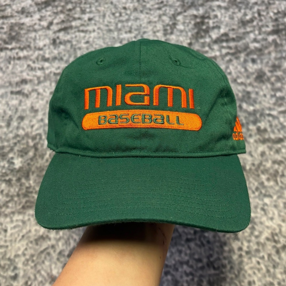 Adidas Miami Hurricanes Baseball Hat Green Orange Embroidered Collegiate‎